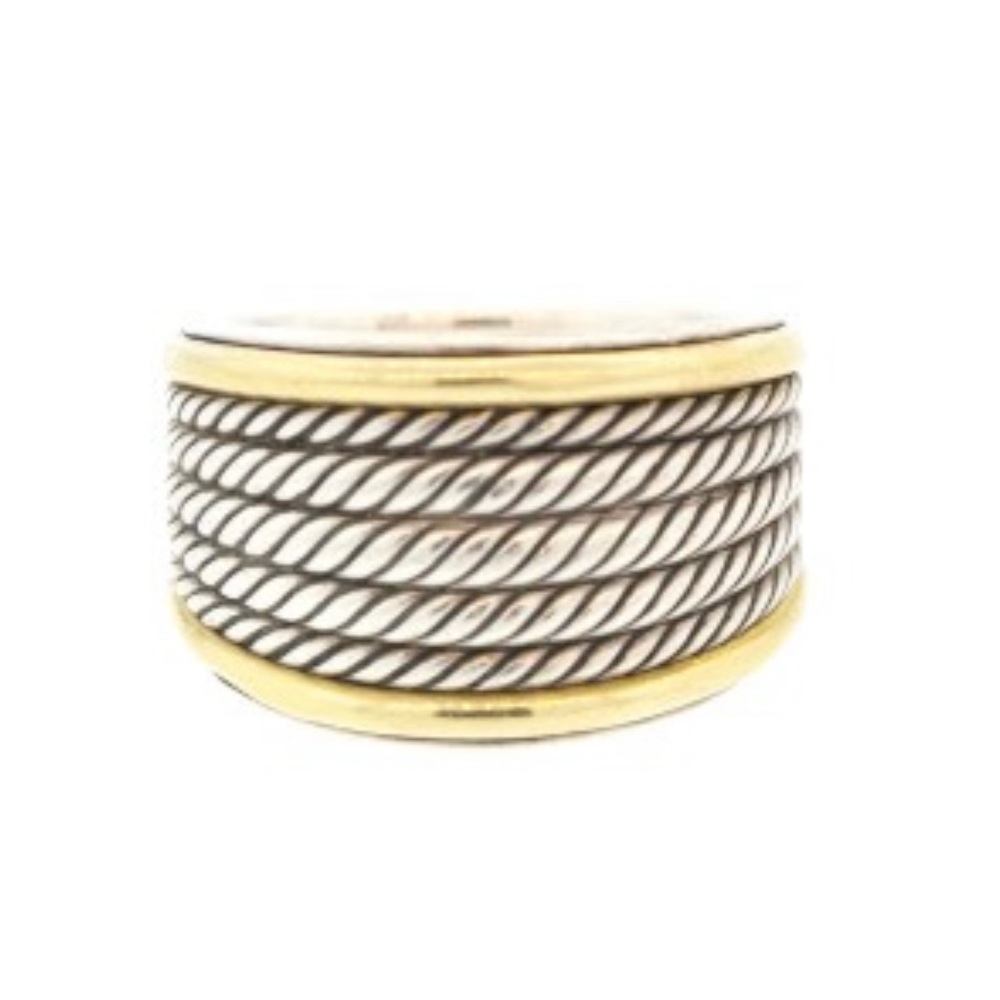 David Yurman Two Tone (18k|925) Cable 5 Row Ring SZ5